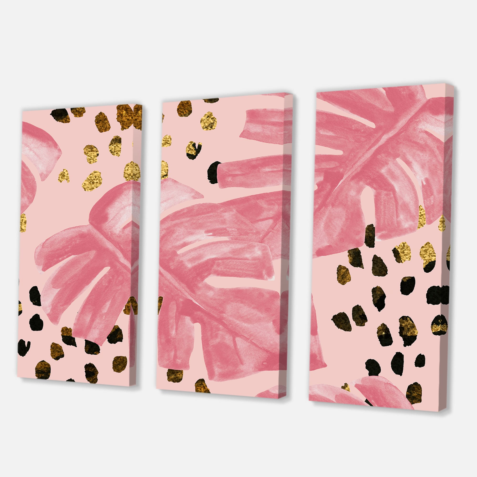 Designart - Colored Monstera On Rough Brush Strokes I